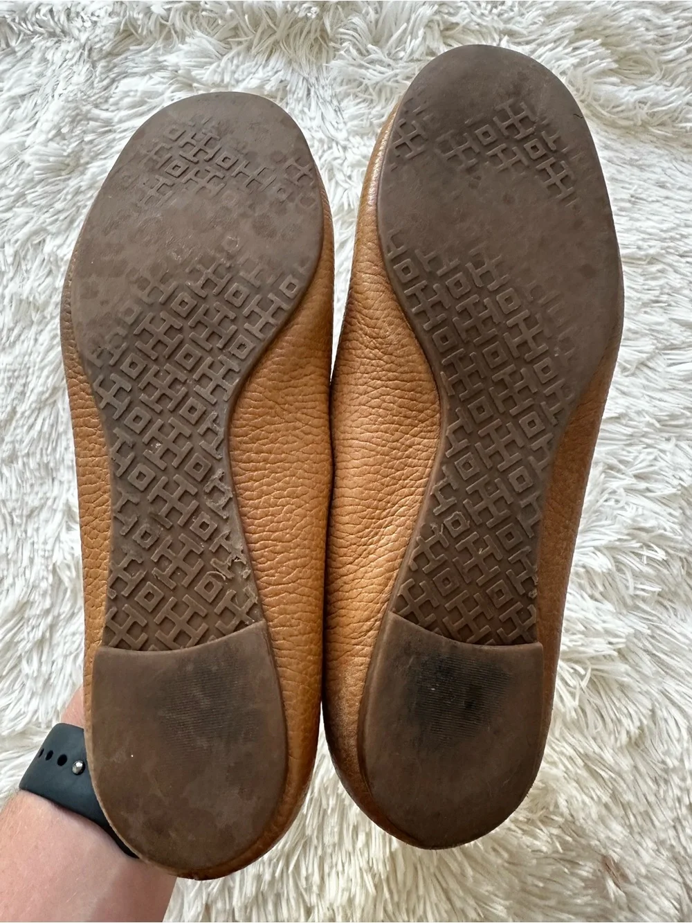 Tory Burch Reva Travel Leather Ballet Flats Pecan Praline Gold Size: 6.5 - Picture 8 of 8